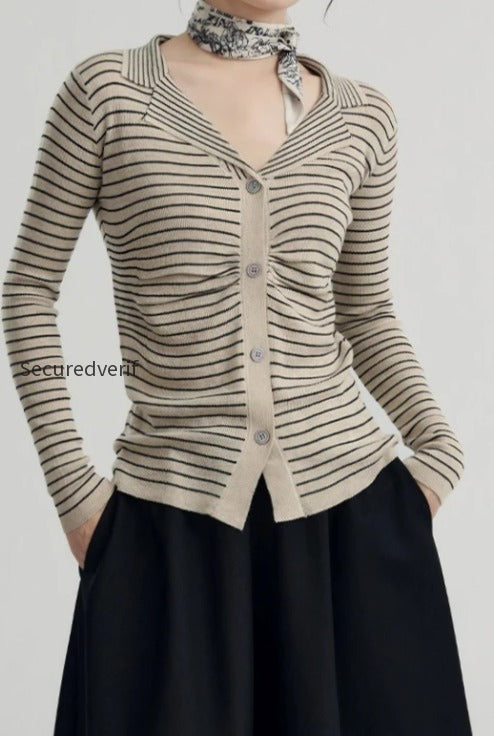 french-stripe-knit-cardigan
