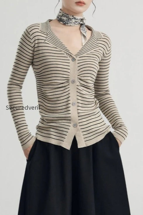 french-stripe-knit-cardigan