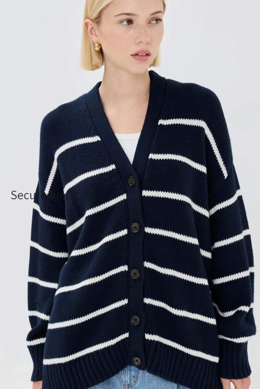 cotton-stripe-v-neck-cardigan