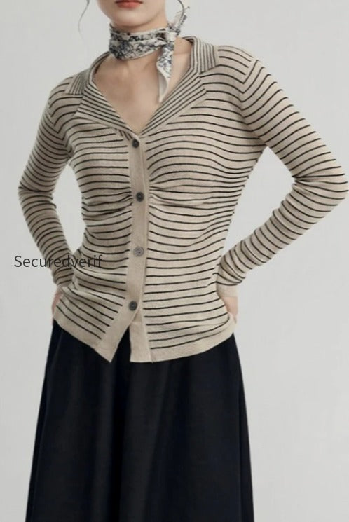 french-stripe-knit-cardigan