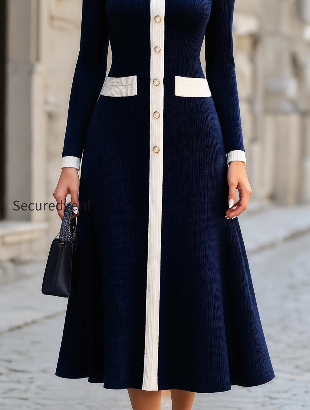 ribbed-knit-bow-collar-a-line-midi-dress