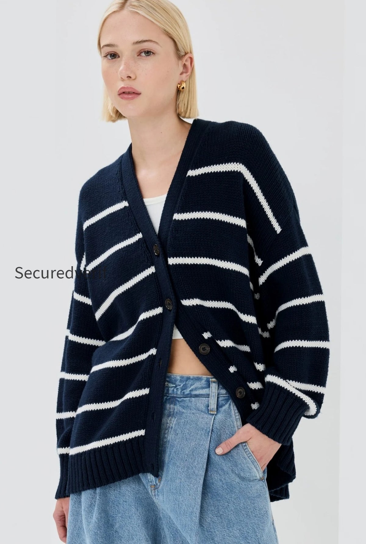 cotton-stripe-v-neck-cardigan