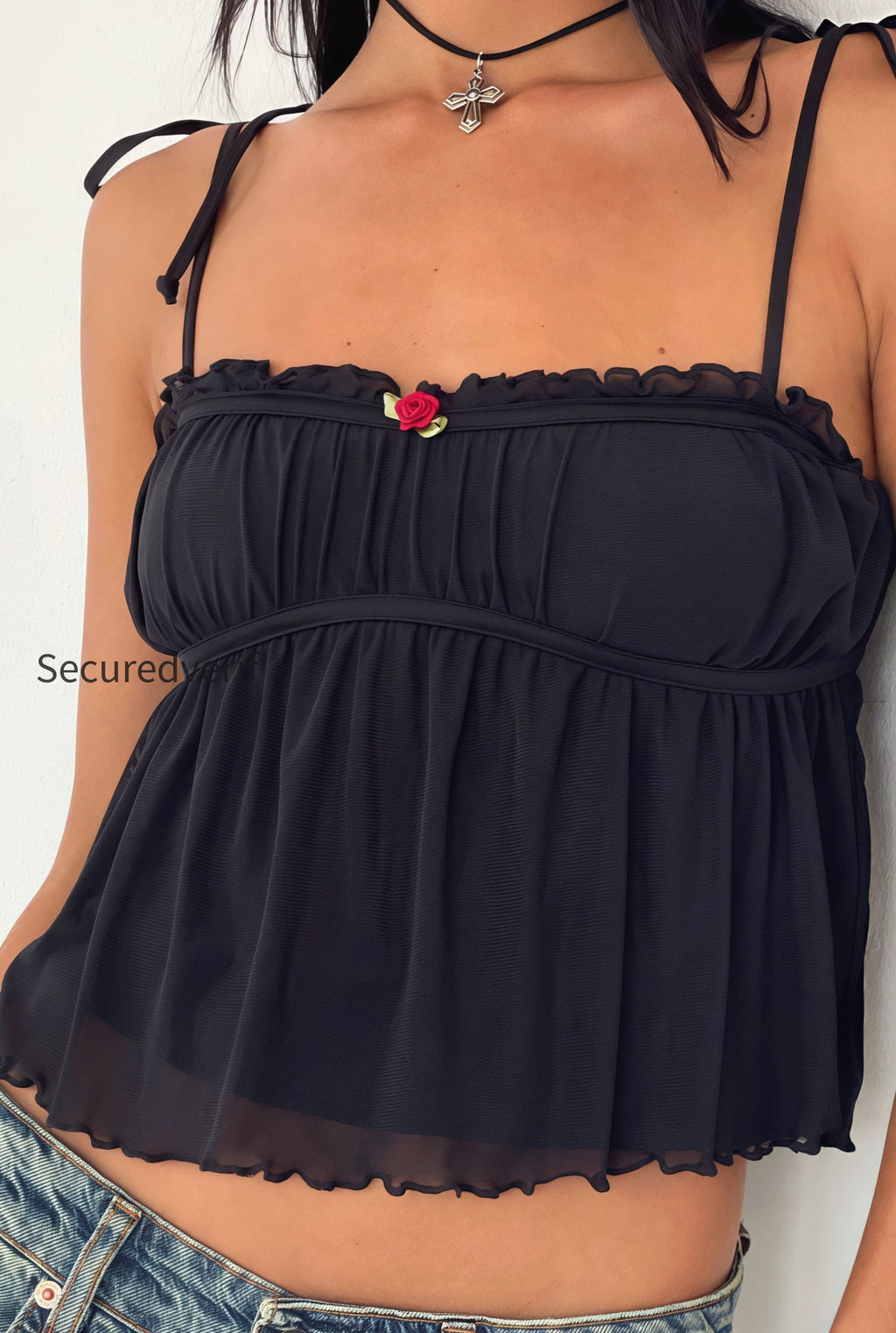 solid-ruffle-hem-tie-bow-cami-top