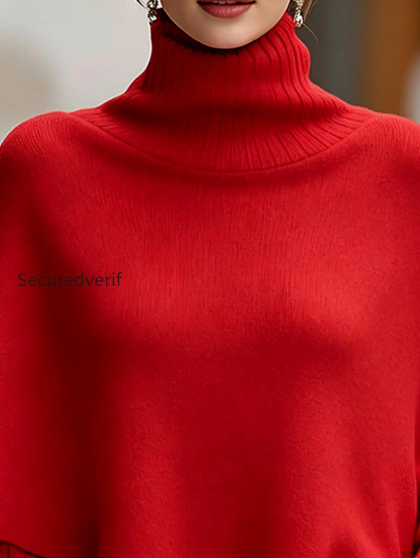turtleneck-asymmetrical-knit-poncho-sweater