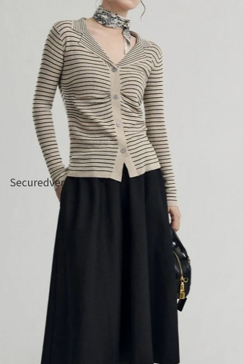 french-stripe-knit-cardigan