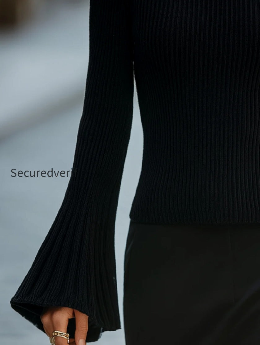 high-neck-bell-sleeve-ribbed-knit-sweater